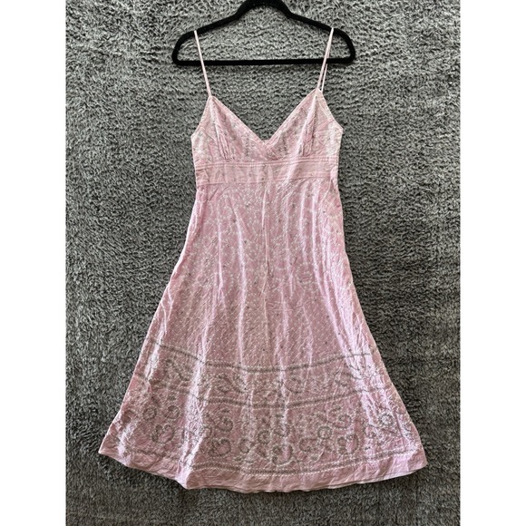Juliet Dunn Pale Pink V-Neck Midi Dress Sequin - Size 1, US 4/6 Dresses